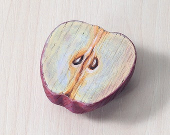 Wooden Apple | Half Sliced Apple | Montessori Toys | Waldorf toys | Wooden Toys | Wooden Fruit | Play Food | Pretend Play | Kitchen Food