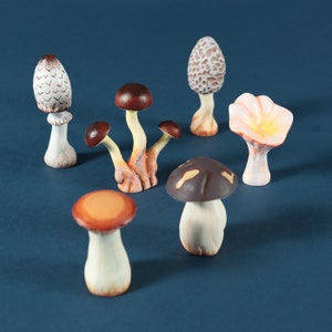Wooden MUSHROOMS, Waldorf toys, wooden toadstools, Handmade toys, Painted mushroom, Decorative mushrooms, Wooden Home decoration image 1
