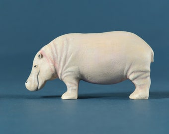 Hippopotamus Wooden Toy, Handcrafted Hippo, Playful Delight Inspired by the Savanna Animals