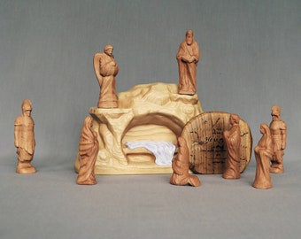 Wooden Easter Set, Empty Tomb Easter Resurrection Scene, Jesus Resurrection Décor, Religious Easter Decoration, Wooden Easter Gift