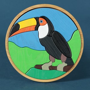 3d Toucan Puzzle, Wooden Puzzle Toucan Bird, Educational Toy, Manipulative Toddler Toys, Gift for Kids, Montessori Waldorf Animals