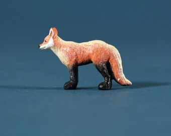 Wooden Fox Toy, Woodland Collectible Animals, Fox Miniature, Waldorf and Montessori toys, Handmade Wooden Toy