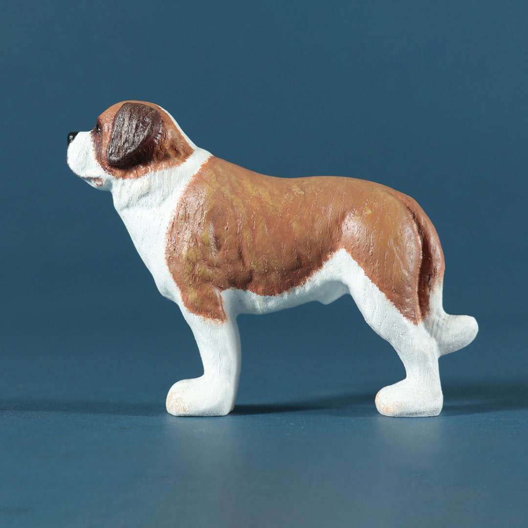 Saint Bernard Dog Wooden Toy, St Bernard Toy Figurine, Collectible