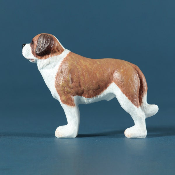 Saint Bernard Dog Wooden Toy, St Bernard Toy Figurine, Collectible Animals, Waldorf Toys, Handmade Wood Toy, Wooden Saint Bernard Toy