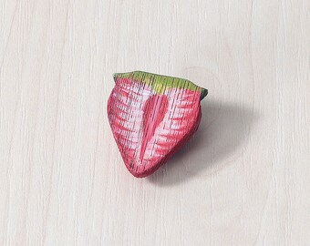 Wooden Strawberry | Half Sliced Strawberry | Montessori Toys | Waldorf toys | Wooden Toys | Wooden Fruit | Play Food | Pretend Play Food