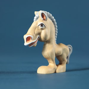 Houten paard stripfiguur | Houten speelgoed | Handgemaakte hengst | Boerderijdieren | Montessoridieren | Waldorf-speelgoed | Cadeau voor kinderen