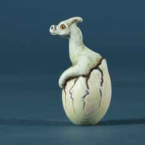 Wooden Hatching Dinosaur Egg: Hand-Painted Ash Wood Parasaurolophus