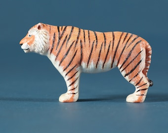 Tiger Spielzeug aus Holz - Handgefertigtes Geschenk für Kinder - Holz Spielzeug für Große Katzen - Waldorf Tiere