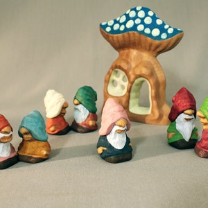 Wooden Dwarf, Fairy Tale Gnome, Waldorf toys, Wooden Toys, Gift for Kids SET 1