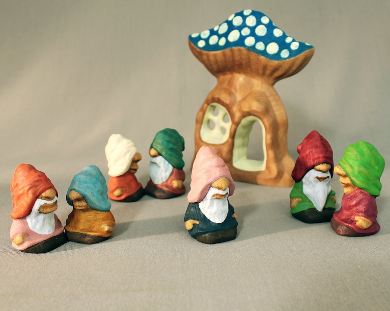 Wooden Dwarf, Fairy Tale Gnome, Waldorf toys, Wooden Toys, Gift for Kids SET 1