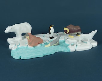 Hand-Painted Wooden Arctic Animal Set, Waldorf-Inspired Collectible Toys, Hand Made Wooden Toys by Noelino Toys