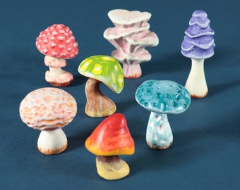 Wooden MUSHROOMS, Waldorf toys, Wooden toadstools, Handmade toys, Painted mushroom, Home decoration, Eco-friendly toy, Montessori toys