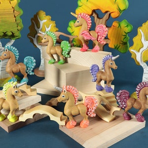 Wooden Unicorn Toy Figurines Pegasus Pony Land SET , Waldorf animals, Imaginative Toys, Unicorn, Organic Toys, Pretend Play, Birthday Gift image 10