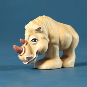Houten neushoorn stripfiguur | Houten speelgoed | Handgemaakte neushoorn | Savannedieren | Safaridieren | Waldorf-speelgoed | Cadeau voor kinderen