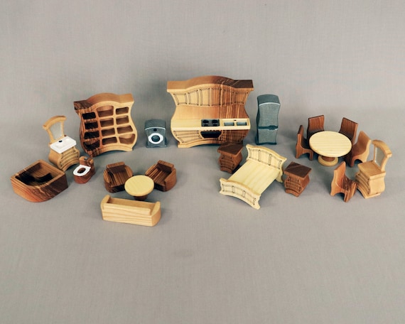Wooden Toy Dollhouse With Furniture, Waldorf Dollhouse