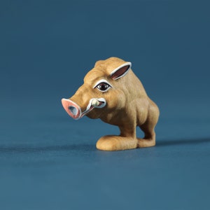 Personaje de dibujos animados de jabalí de madera / Juguetes de madera / Jabalí hecho a mano / Animales del bosque / Animales del bosque / Juguete Waldorf / Regalo para niños