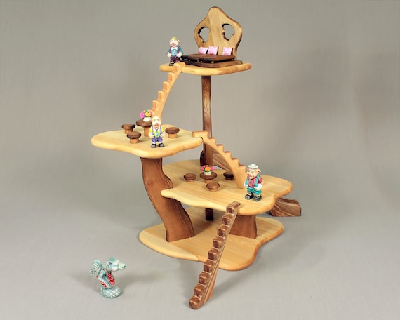 Wooden Tree Dollhouse, Doll House Furniture, Fairy Tree House, Waldorf Toys,  Montessori Toys, Wooden Dollhouse Kit 