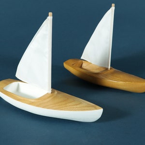 Handmade Wooden Sailboat Toy: Eco-Friendly Ash Wood Vessel
