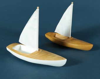 Handmade Wooden Sailboat Toy: Eco-Friendly Ash Wood Vessel