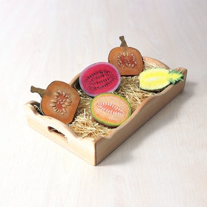 Wooden Sliced BIG Fruits, Pretend to play Half Fruits Toys, Play Food Set, Waldorf Toys, Play kitchen set, Gift for Kids, Montessori toys