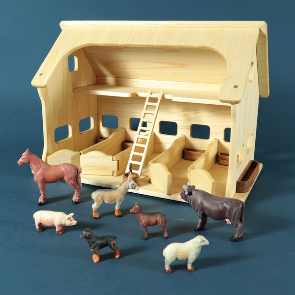 Handmade Wooden Farm - Godolphin | Wooden stable | Eco friendly toy | Montessori barn | Gift for kids | Horse paddock | Wooden Farm Animals