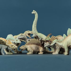 Wooden Dinosaur Toy SET: Hand-Painted Ash Wood Jurassic Animals