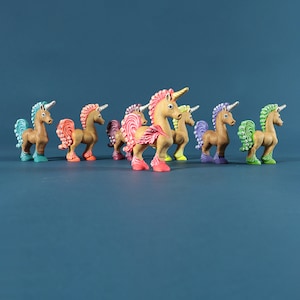 Wooden Unicorn Toy Figurines - Pegasus Pony Land SET , Waldorf animals, Imaginative Toys, Unicorn, Organic Toys, Pretend Play, Birthday Gift