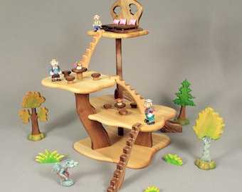 Puppenhaus aus Holz, Puppenhausmöbel, Waldorfspielzeug, Montessori-Spielzeug, Puppenhaus-Bausatz aus Holz