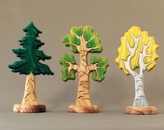 Wooden Tree SET, Waldorf Toys, Spruce, Birch Tree, Oak Tree, Fir Tree, Eco toys for kids, Spring decorations, Home Decor, Wooden Toys