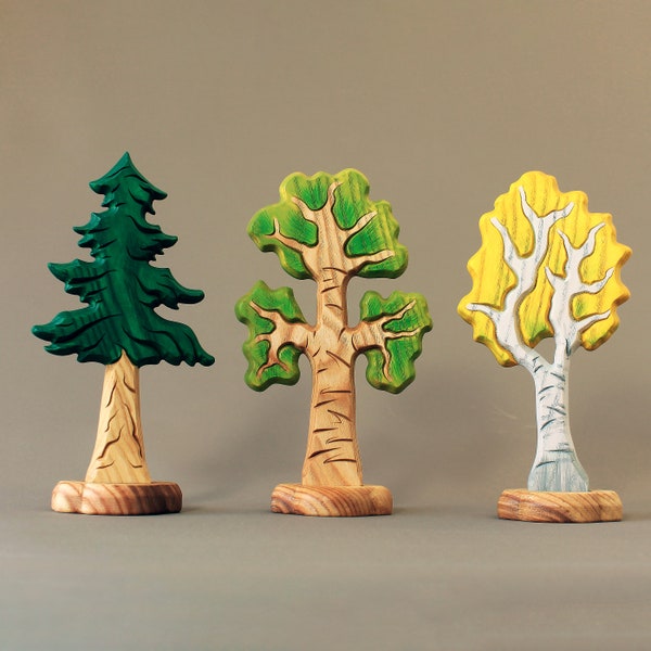 Wooden Tree SET, Waldorf Toys, Spruce, Birch Tree, Oak Tree, Fir Tree, Eco toys for kids, Spring decorations, Home Decor, Wooden Toys