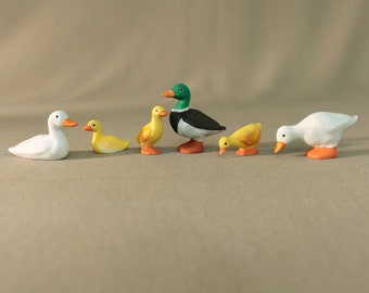 Wooden duck, Waldorf toys, Duckling toy, Wooden Figurine, Painted birds, Handmade mallard