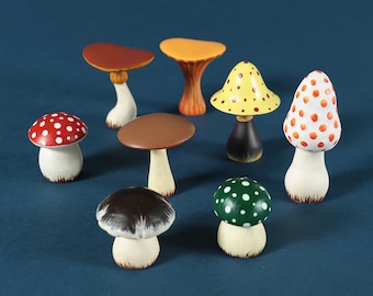 Handmade Wooden Mushroom Set: Waldorf Eco-Friendly Toys