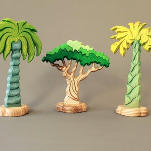 Wooden trees, Waldorf toys, Palm Banana Japanese ornaments, Eco toys for kids, Spring decorations