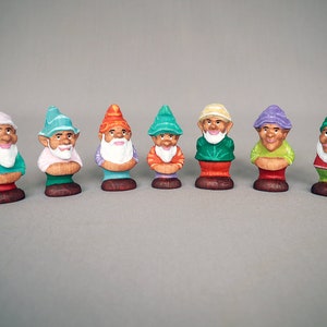 Wooden toy Snow White and 7 Dwarfs, Fairy Tale Gnome, Waldorf toys, Wooden Toys Figurine, Gift for Kids, Wooden Toy Miniature image 2