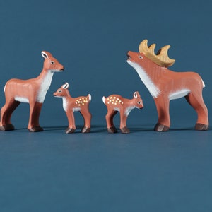 Wooden Deer Family: Handmade Waldorf Toys, Open Ended Play