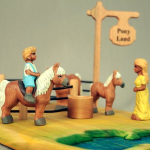 Fairy Pony Toy SET, My Little Pony, Kids with Small Horses, Wooden Horse Paddock Toy