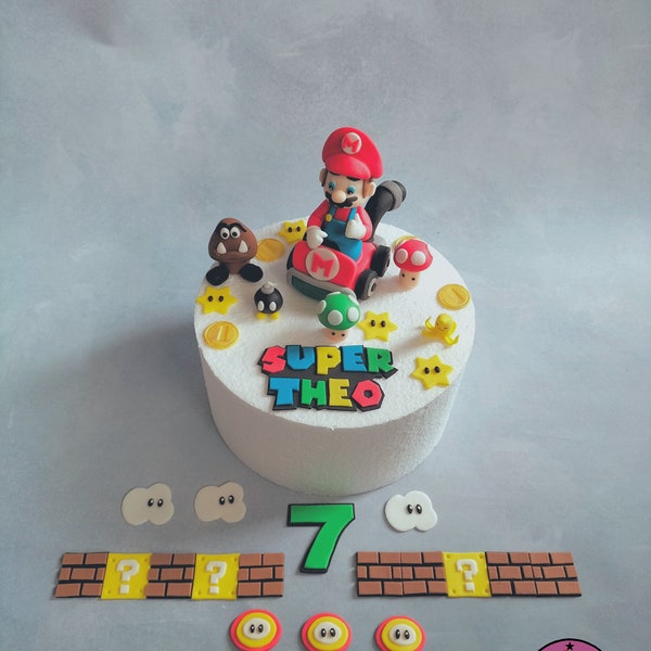 Tortendekoration Mario Kart änlich Fondant Figur Geburtstag Tortenfigur Kinder