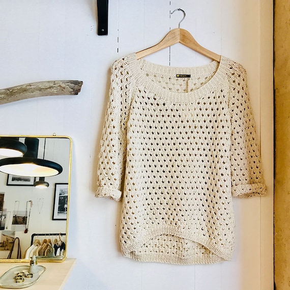 Maglione in lurex/cotone biologico, scollo a barchetta, maglione