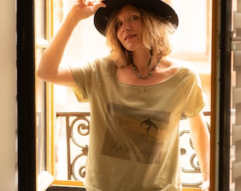 Tee-shirt Coton Bio over size et teinture Ecologique, top femme pour yoga