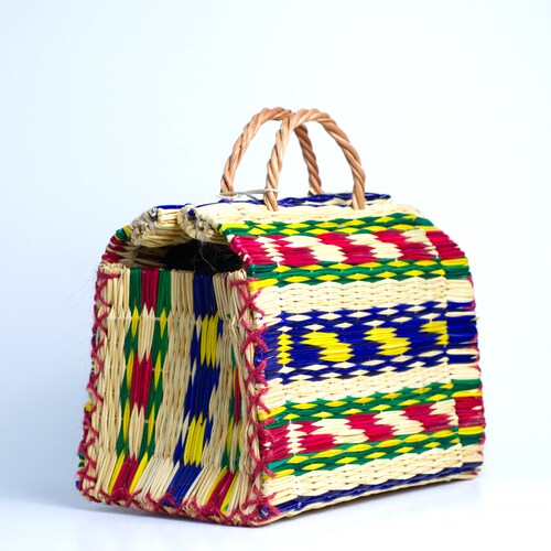 Natural Straw Reed Basket Bag Etsy