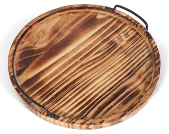 Aria Scorched Wood Serving Tray with Handles