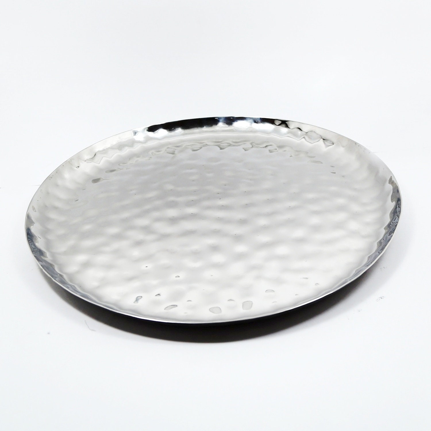 Full Polished Stainless Steel 14 Round Service Tray Etsy