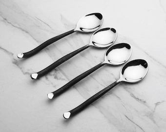 Twig Design Burnt BlackTable/Desert Spoon 4 Pcs. Set