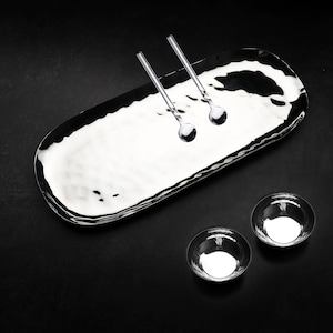 INOX Polished Hammered Stainless Steel 5 Pc. Condiment Set