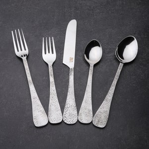 INOX Coasage Texture Nascent Steel 5 Pc. Flatware Set (Serves 1)