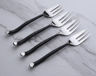 INOX Twig Burnt Black Pastry Fork 4 Pc. Set