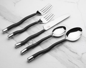 INOX Tedpole Burnt Black  5 Pc. Flatware Set. (Serves 1)