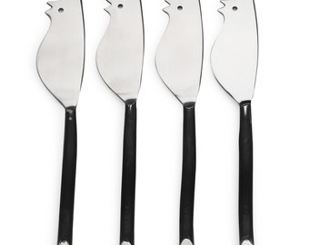 Twig Design Burnt Black Mouse Cheese Knife 4 Pcs. Set