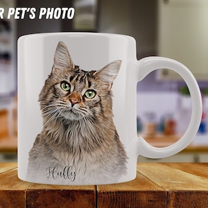 Custom cat mug, Cat lover gift, Cat memorial, Pet Portrait Coffee Mug, Cat Coffee Mug, Cat dad mug, personalize mug