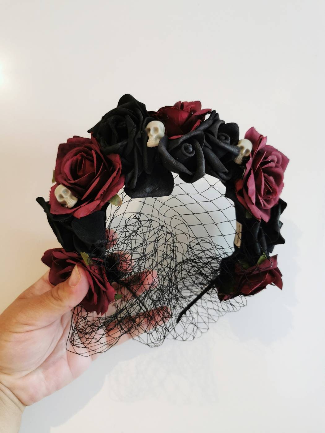 Black and Burgundy Roses Headband Frida Kahlo Flower - Etsy UK